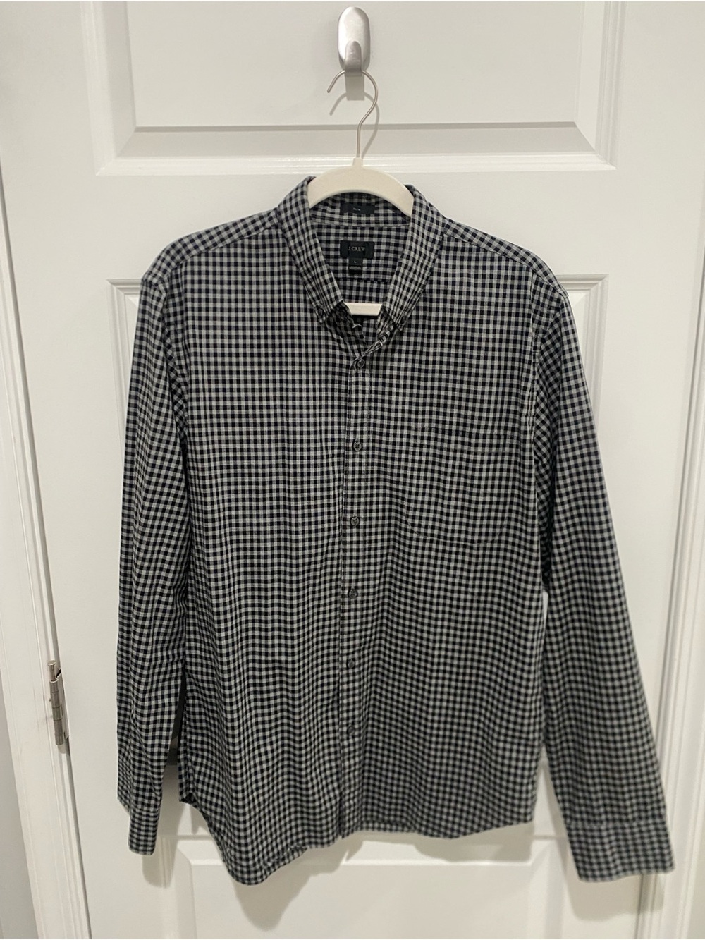 J. Crew Black and White Gingham Button-Down Shirt